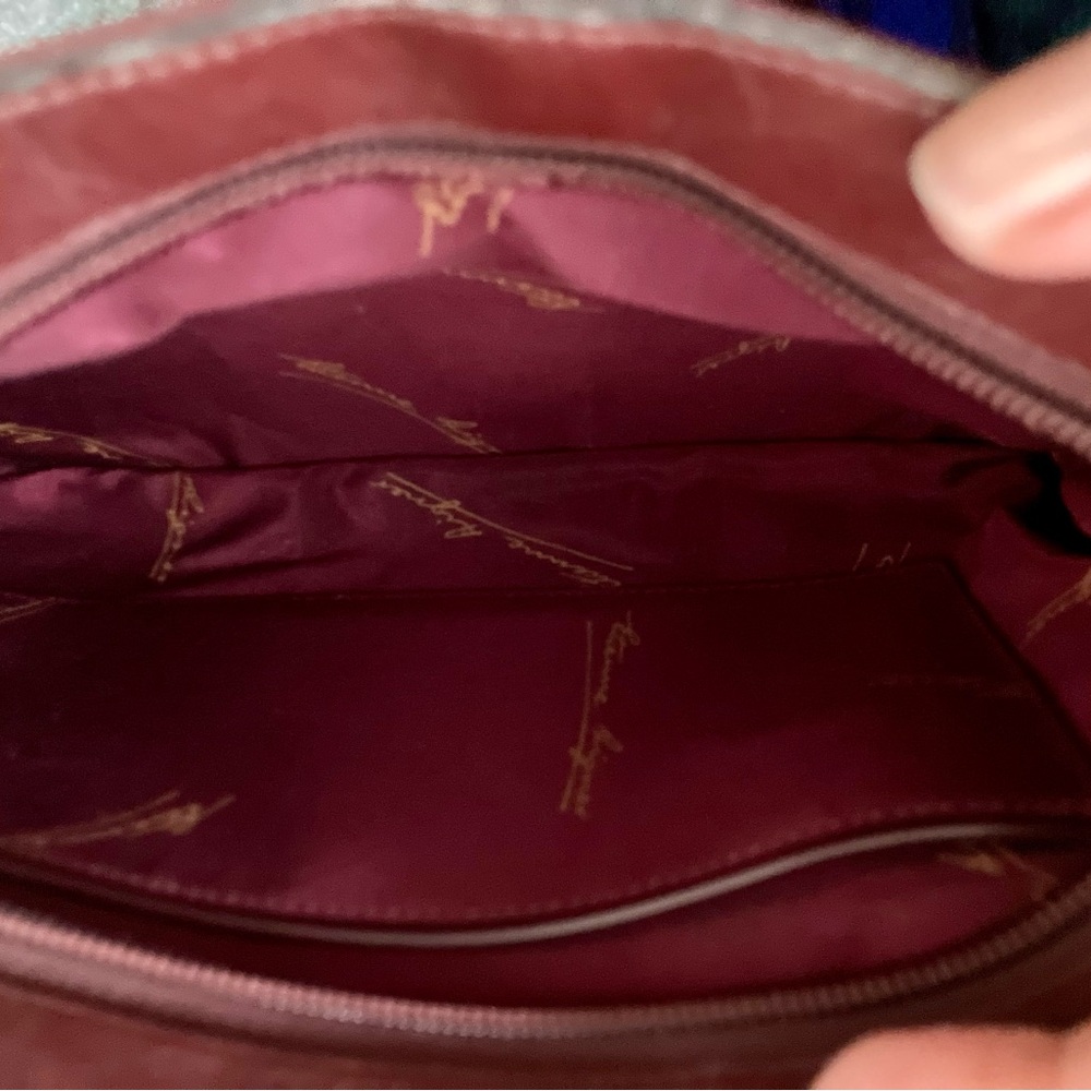 Etienne Aigner Burgundy Clutch with Brass Logo Accent - Picture 4 of 5